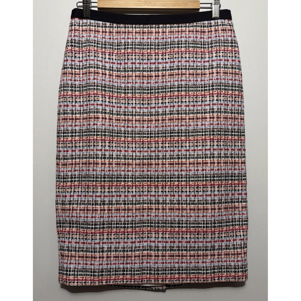 Talbots Women's Tweed Pencil Skirt Knee Length Red Blue Orange Business Sz 4